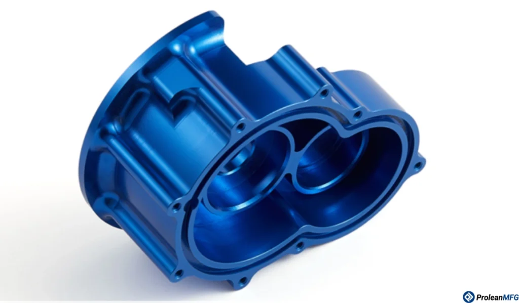 A blue anodized CNC milled part for medical use