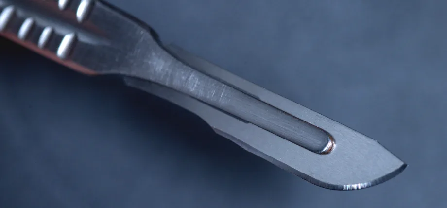 Close up of scalpel blade