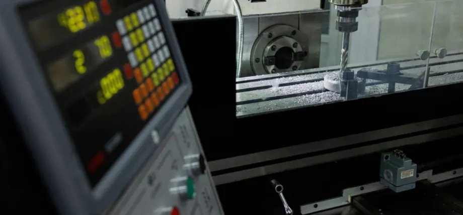 closeup of CNC controller of a CNC milling machine