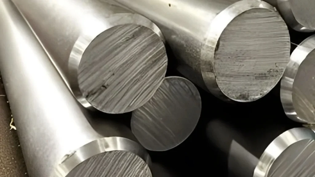 Close-up of raw steel rods/bars.