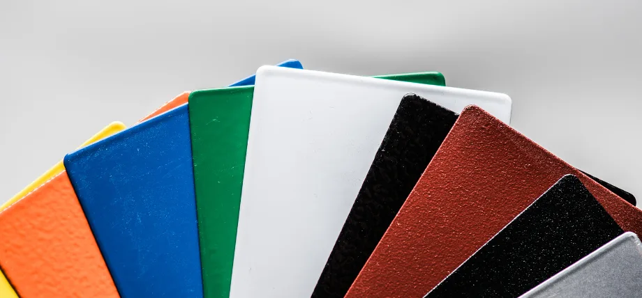 Powder coating sheet metal finishes