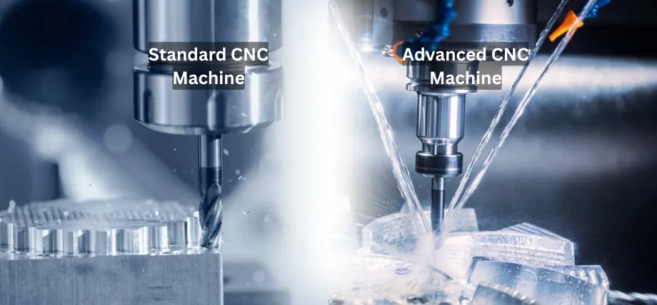 Close up of two milling cutters; Milling cutter with water pipers and coolant jet cutting