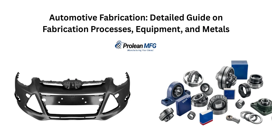 Automotive fabrication guide cover image showing a car bumper on the left, various automotive bearings and components on the right