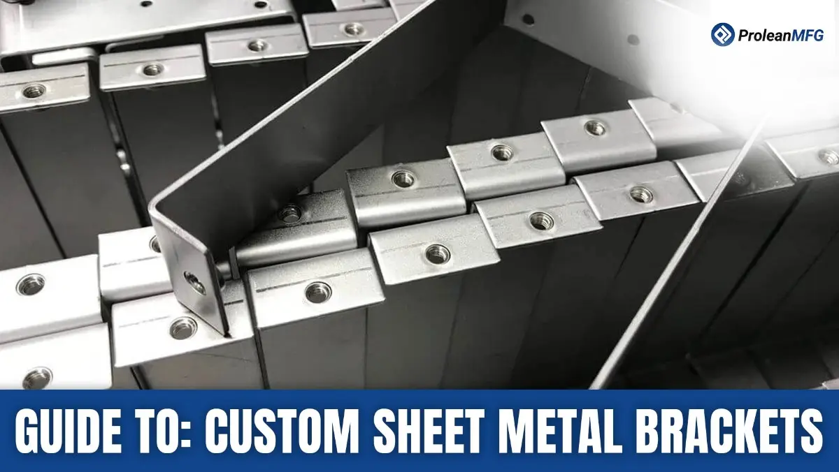 Metal brackets arranged on an assembly line.