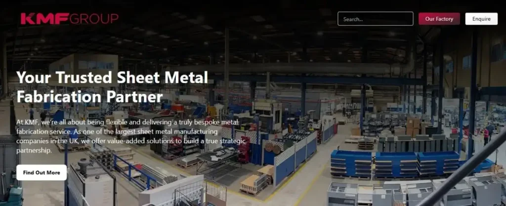Overview of KFM Metals’ Sheet Metal Fabrication Services Page.