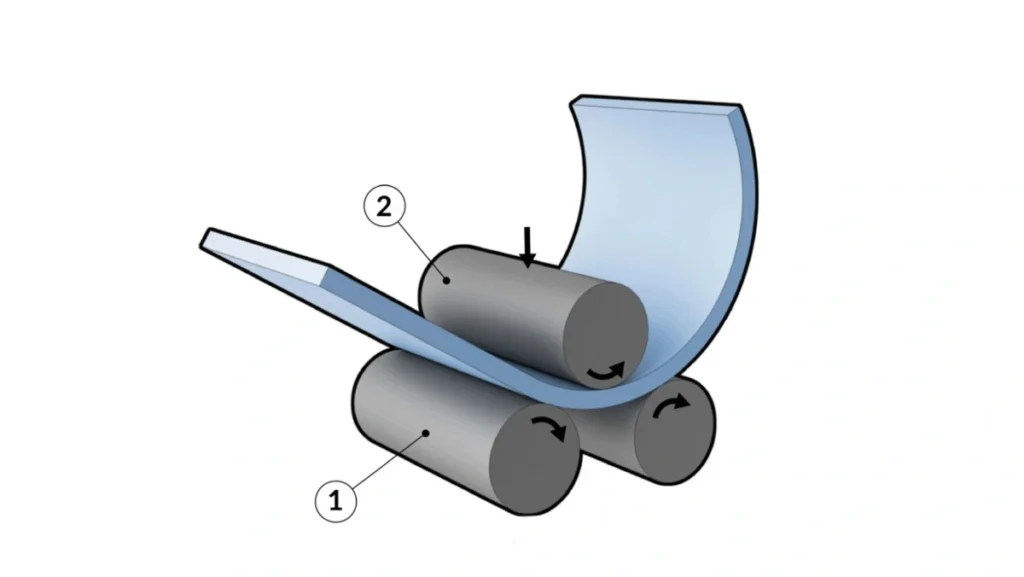 Diagram of sheet metal rotary bending.