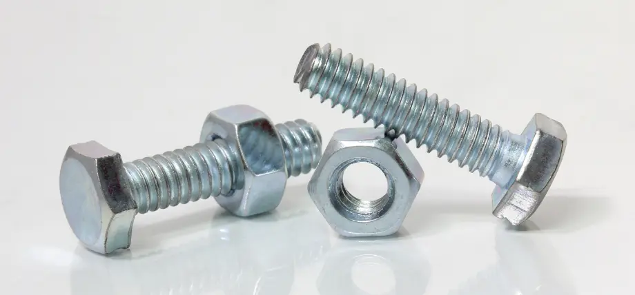 Set of threaded bolts on a white background