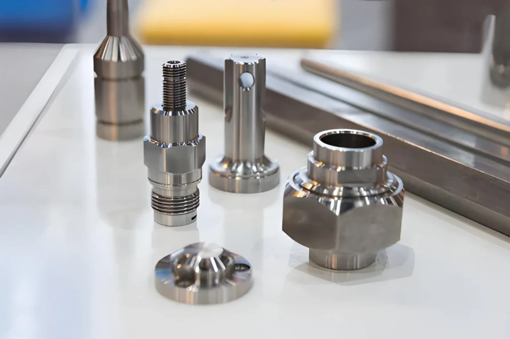 Precision-machined stainless steel inserts used for assembly components.
