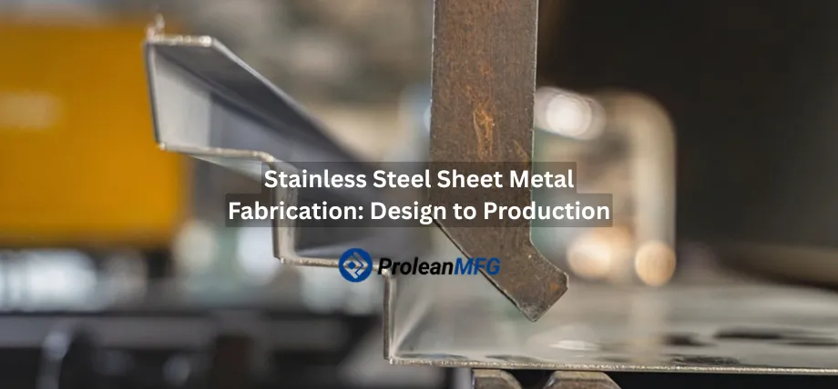 Close-up view of bent and welded stainless steel sheet metal components, showcasing clean folds, precise angles, and visible weld seams