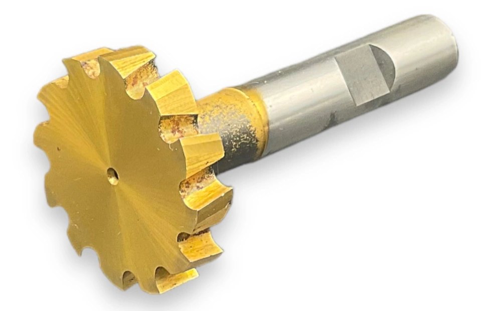 T-slot cutter end mill with mushroom-shaped head for creating T-slot undercuts