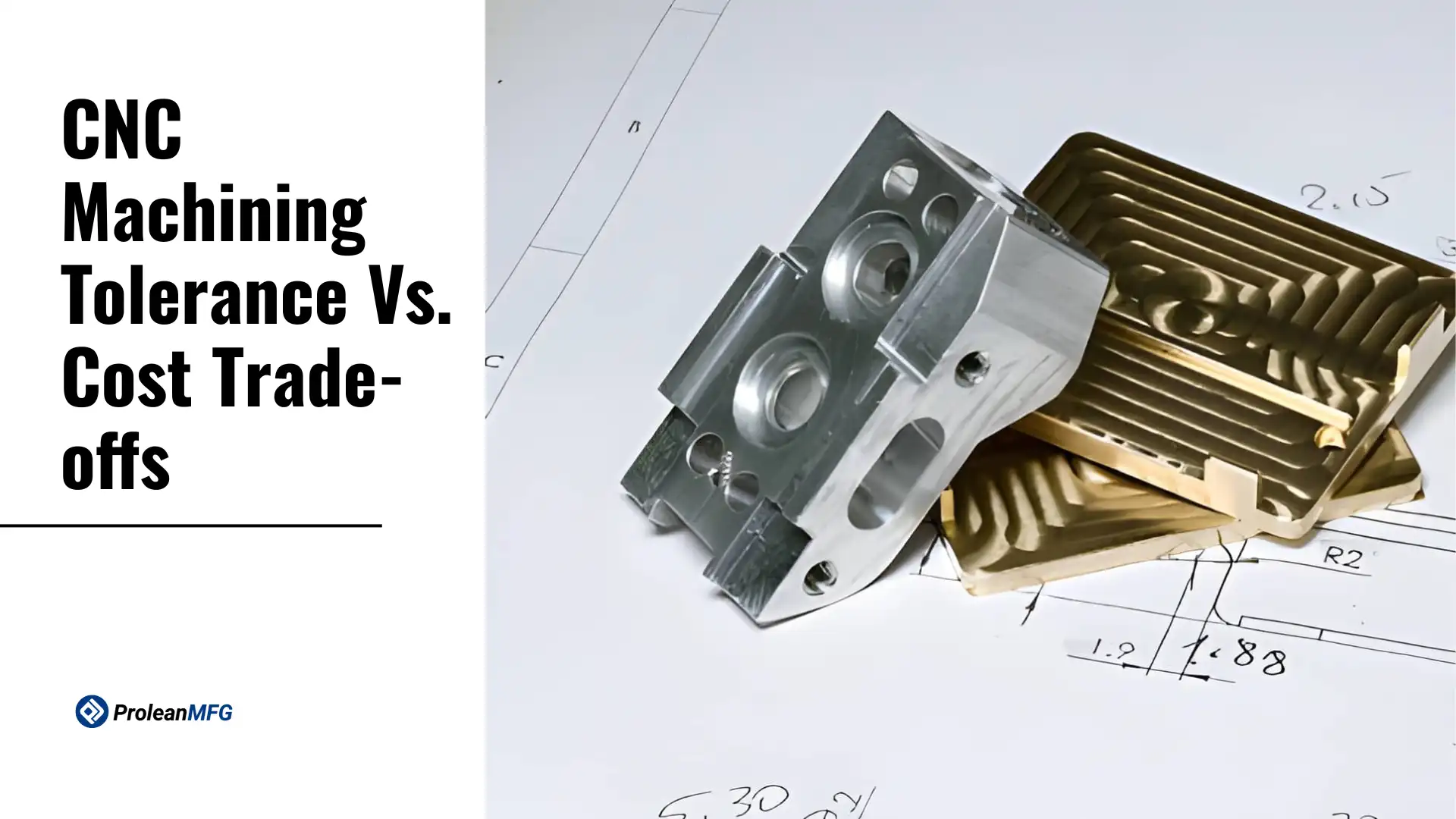 Feature image showing custom CNC-machined part with overlaid text (CNC Machining Tolerance vs. Cost Trade-offs)