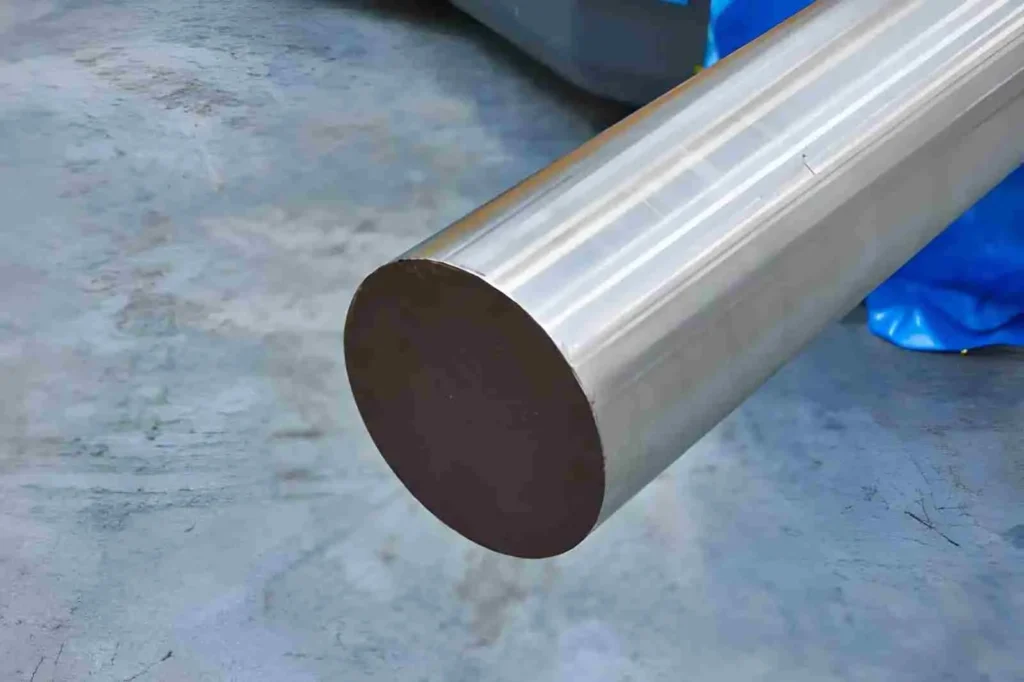 The image shows a solid round bar made of 316 stainless steel used in machining and manufacturing applications.
