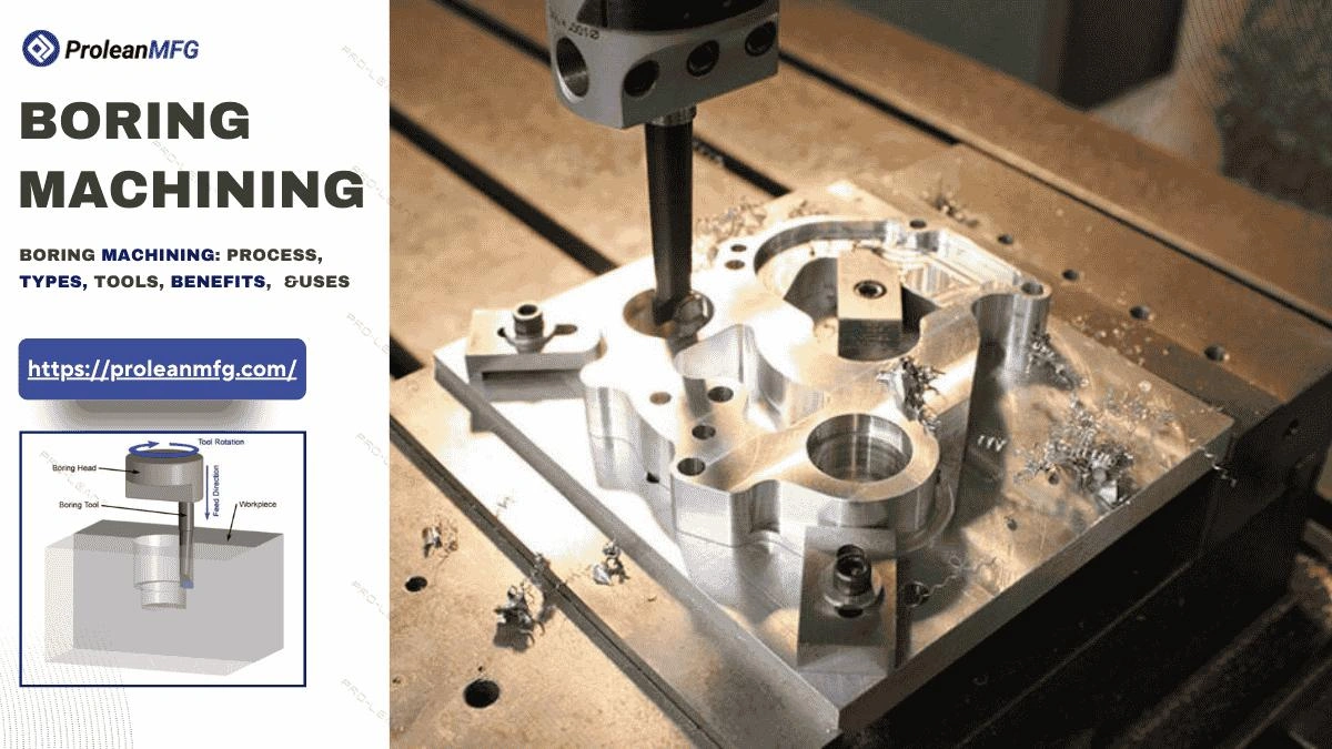 Blog’s feature image showing boring machining process and title text