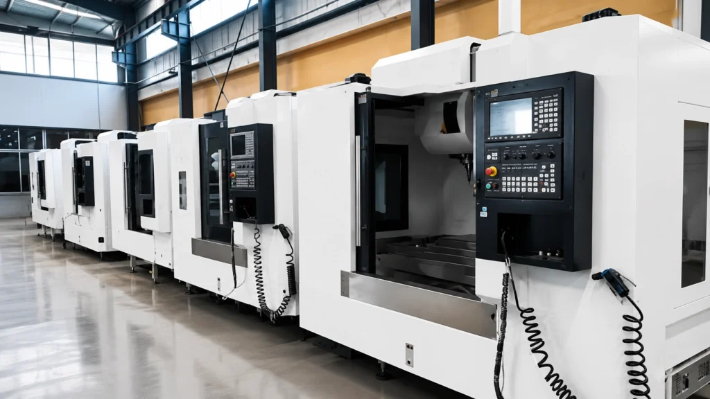 Advanced CNC machines in a manufacturing facility used for high precision CNC machining and automated production