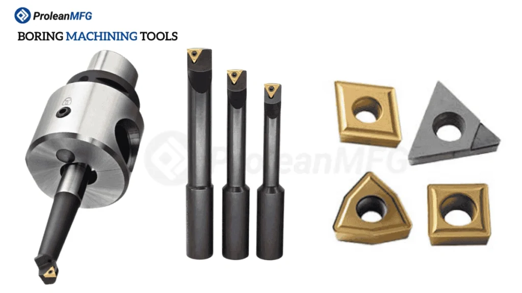 An image showing CNC boring heads, bars, and inserts