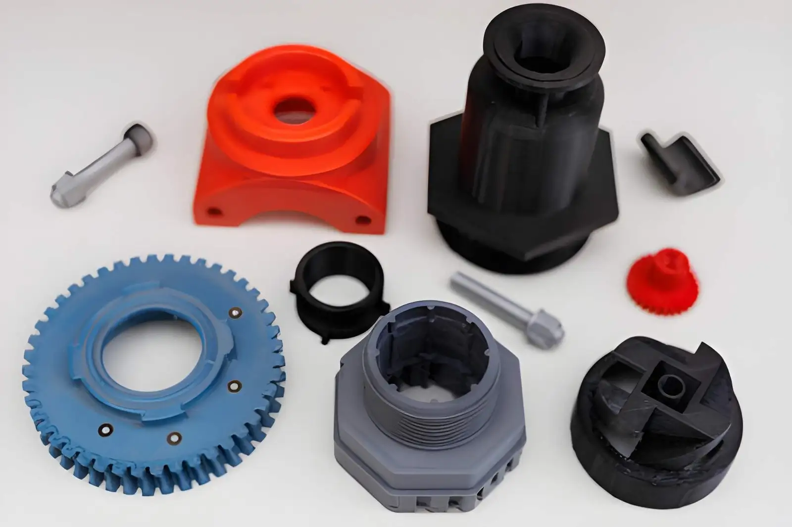 Plastic prototype parts clearly displayed on the table