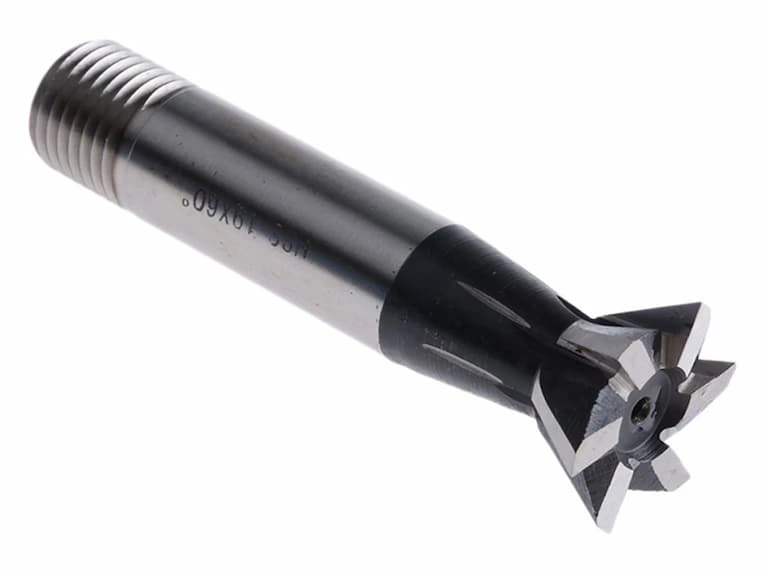 An illustration of a dovetail cutter with angled, inverted edges