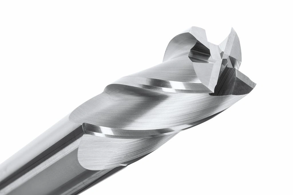 A cross-sectional view of a standard end mill