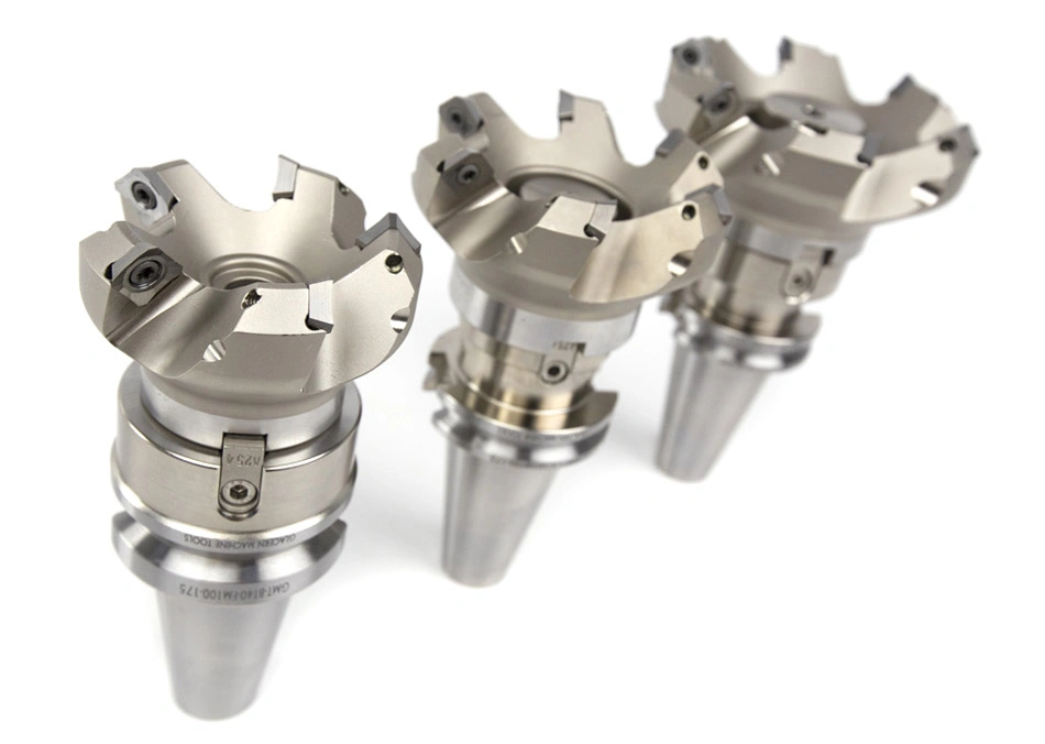 A cross-sectional view of face milling tools