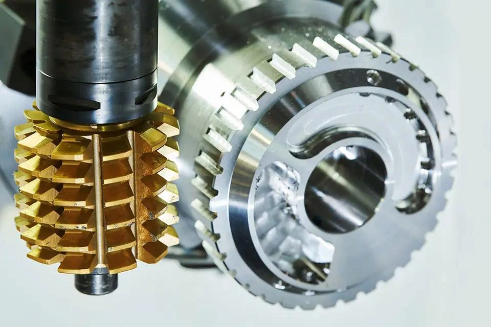 A CNC gear cutter tool in action