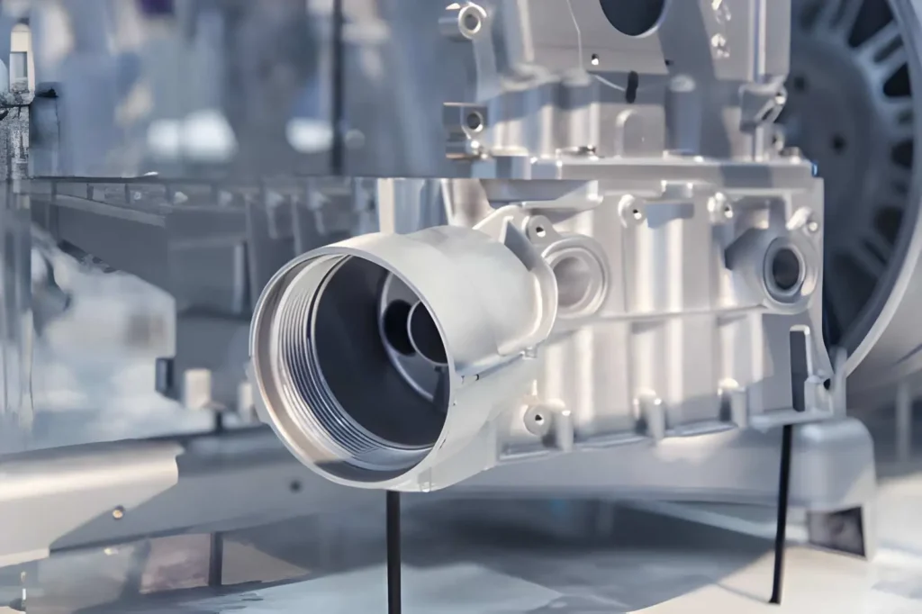 The image shows a machined magnesium oil filter cartridge body.