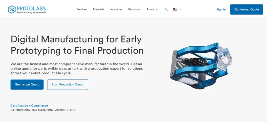 Protolabs website homepage