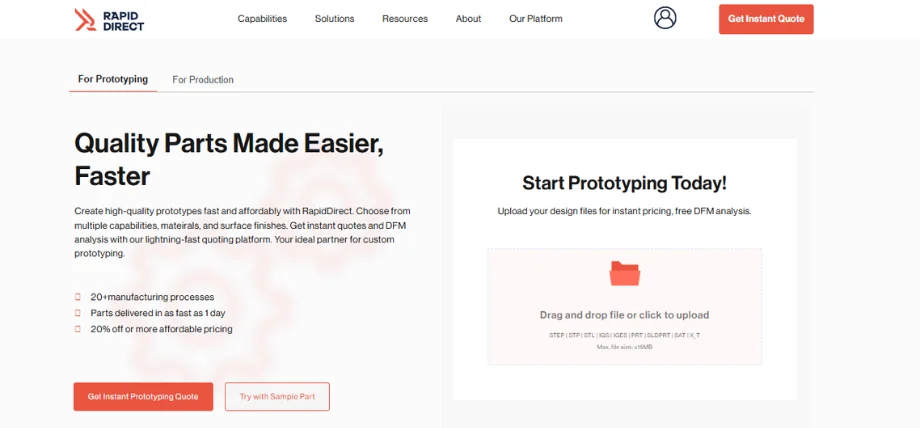 Rapid Direct website homepage