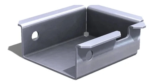 The image shows a sheet metal flange part displayed on a white background.