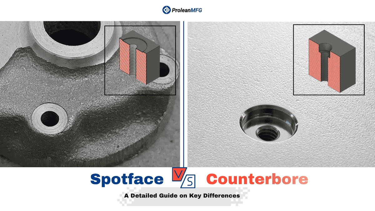 Blog’s feature image showing spotface vs counterbore holes with cross-section views