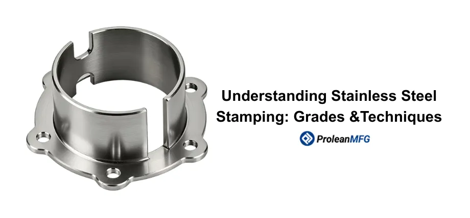 A circular stainless steel stamped component with a vertical notch and mounting holes, shown next to technical text.