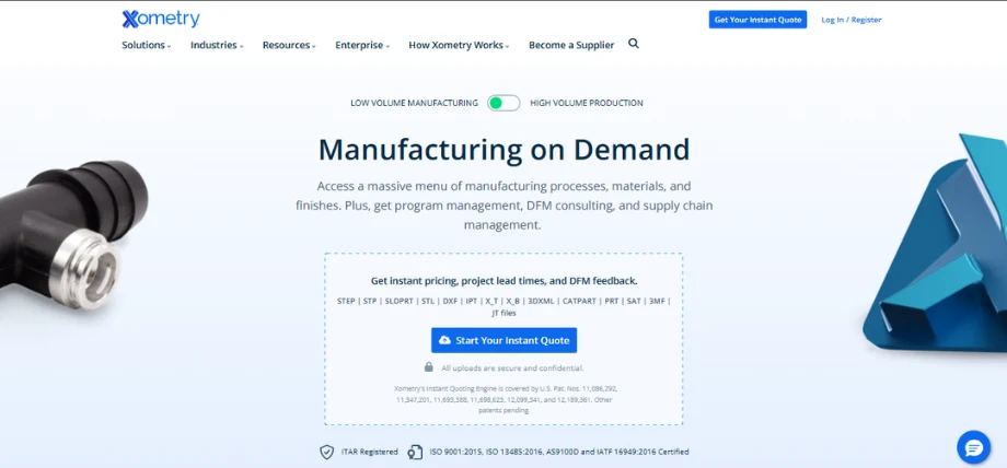 Xometry website homepage