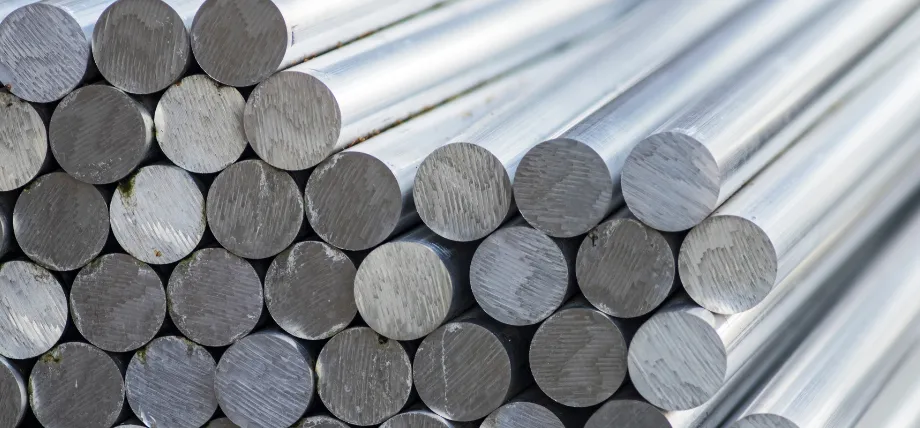 A bundle of silver-colored extruded aluminum alloy round bars stacked horizontally.
Aluminum Alloy Round Stock