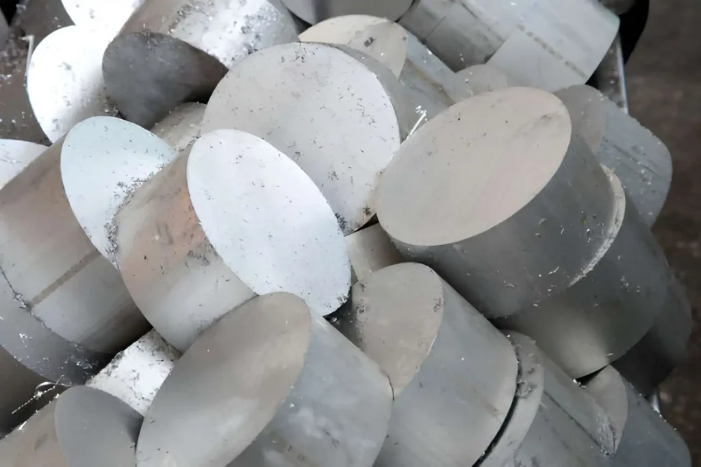 The image shows a close-up view of magnesium billets with visible metallic surfaces.