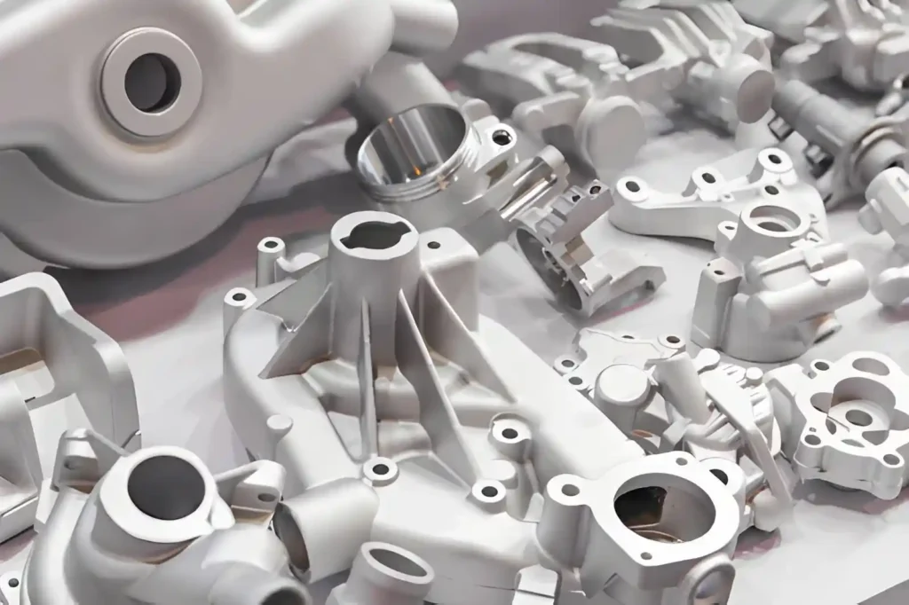  Magnesium machined parts displayed together 