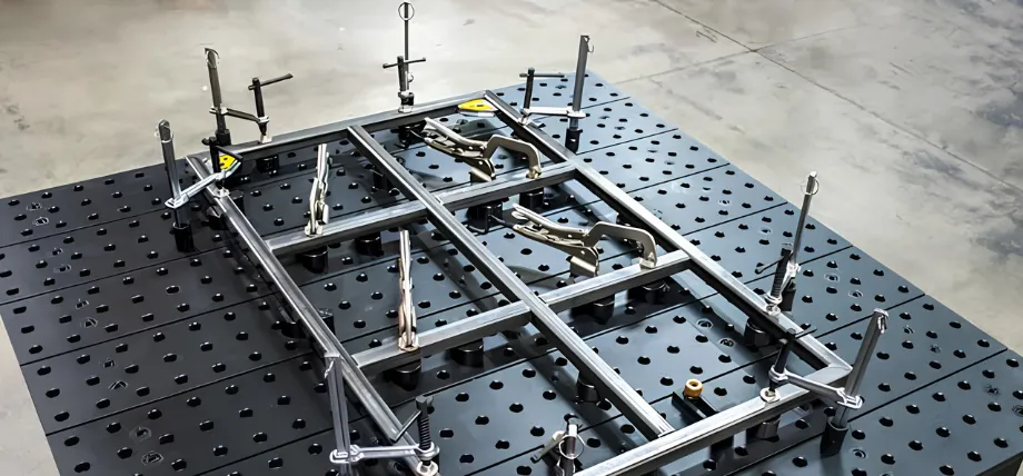A Milling Fixture is a type of fixturing that is used to hold the work during a milling operation in which cutting forces are applied in several directions. Milling tools exert a side pressure along with downward pressure on the piece, so the fixture should offer strong lateral and vertical support. 
A plate fixture is the simplest form. It uses a flat base plate with locating pins, clamps, and threaded holes for mounting prismatic parts. This is very beneficial when the part is flat and requires reliable support during face milling or pocketing.
An angle holding fixture is a device that secures the workpiece at a specific angle (typically 90°). It can be helpful when side face machining or angled features are required on the part without changing the setup on the machine.
An indexing fixture enables the part to be rotated to specific fixed angles. It is employed when applying bolt circles, slots, gear-like characteristics, or any portion that requires multiple machining operations in a rotational direction about a central axis.
Vice jaws or soft jaws are jaws that can be machined and installed on a standard CNC vice. Their shape adapts to the part profile, and these can be applied in a second operation, machining, or irregular workpieces.
A custom-made milling fixture is constructed for a particular part or part family. It has the highest initial capital cost, but provides increased repeatability, faster setup times, and increased production volumes.
2. Modular CNC Fixtures