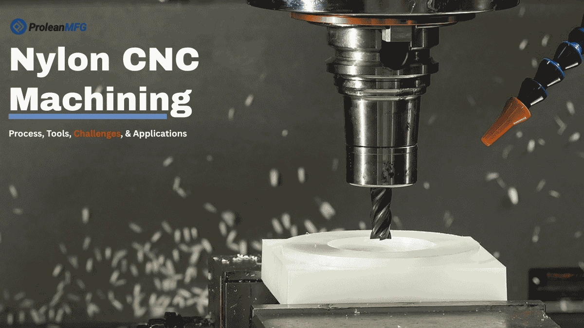 Blog’s feature image showing a close-up view of the Nylon machining process and title text