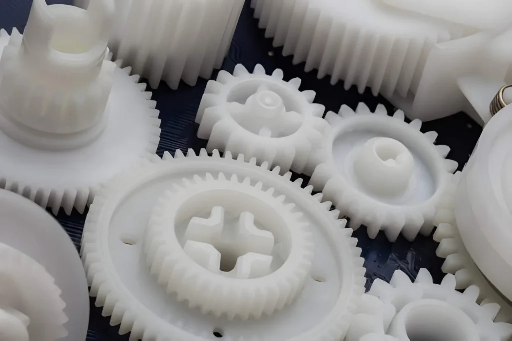 Automotive gear part made of nylon with precise teeth and a smooth surface.