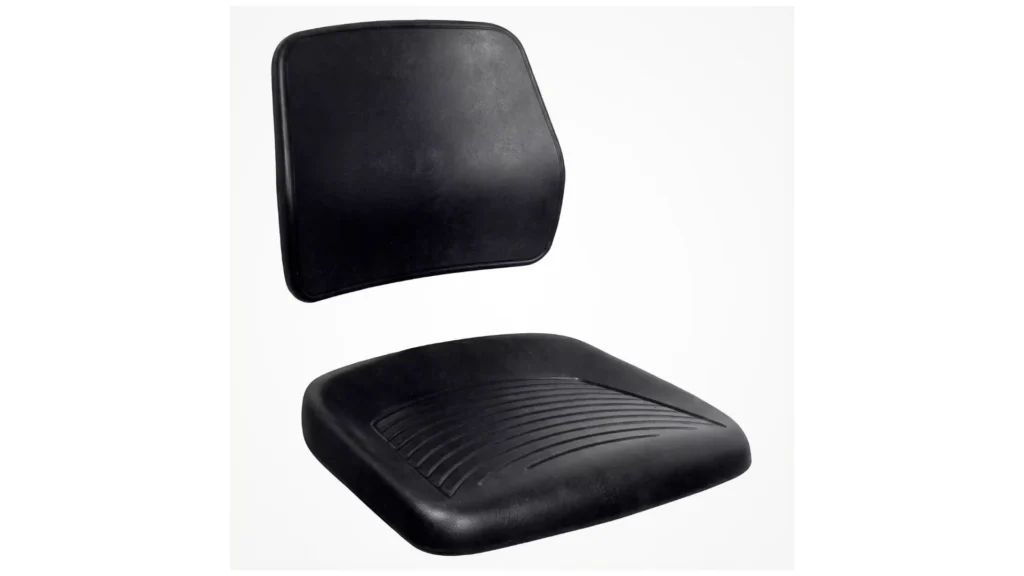 The image shows an automotive seat cushion made from polyurethane (PU) foam
