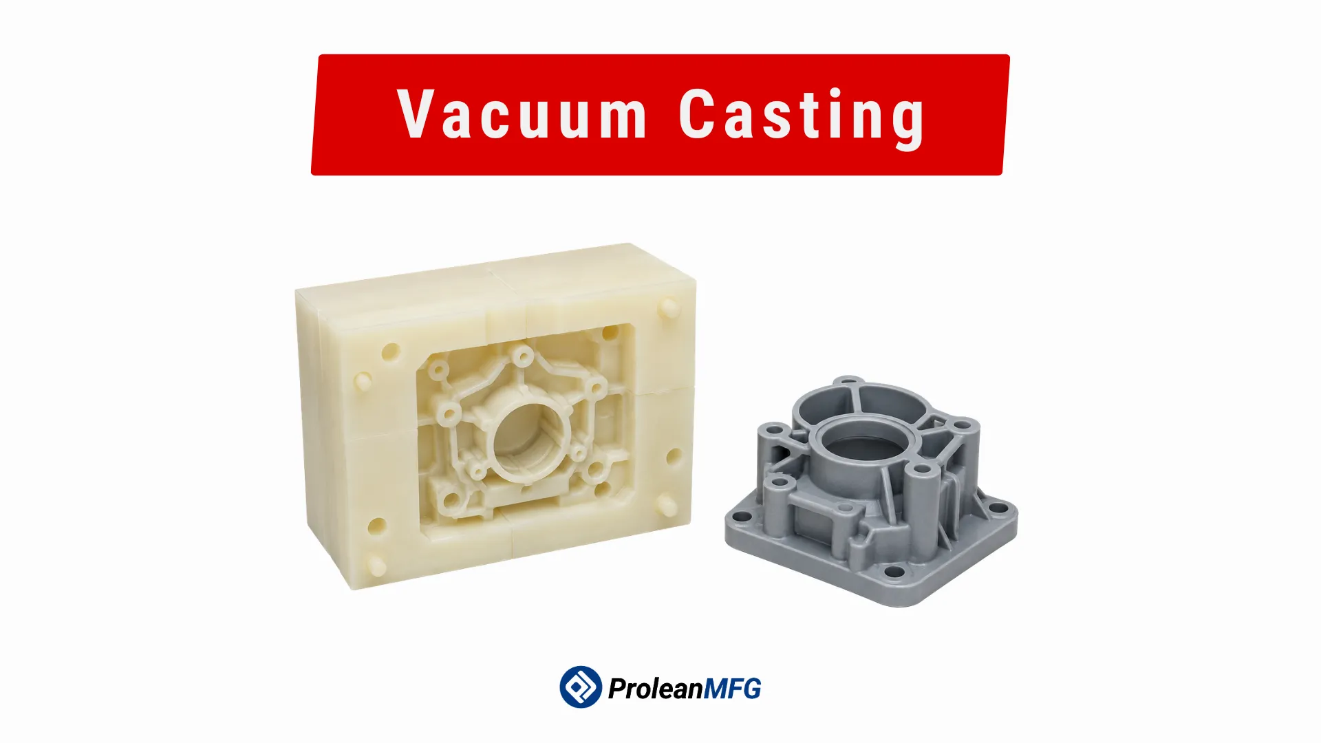 Feature image showing vacuum casting mold and part separated on a white background with title overlay