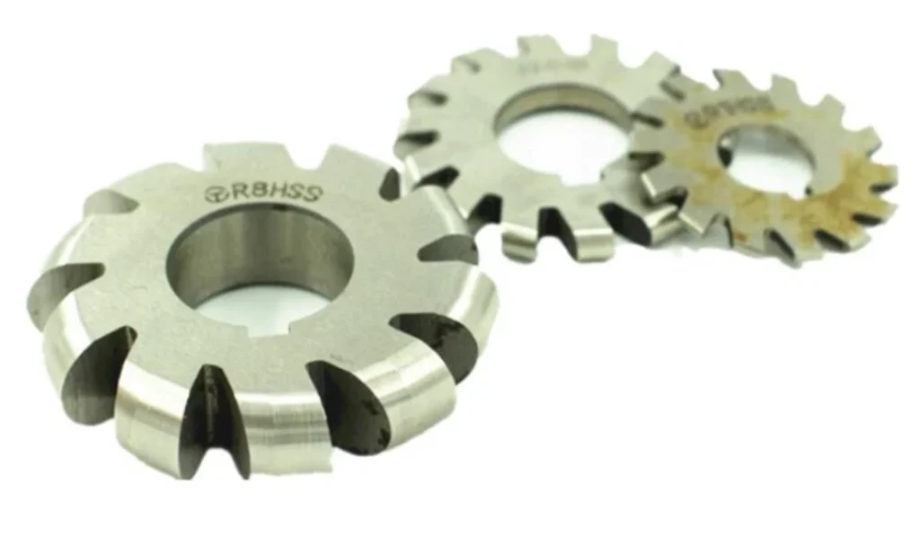 Three HSS convex side milling cutters of varying sizes with curved tooth profiles on a white background