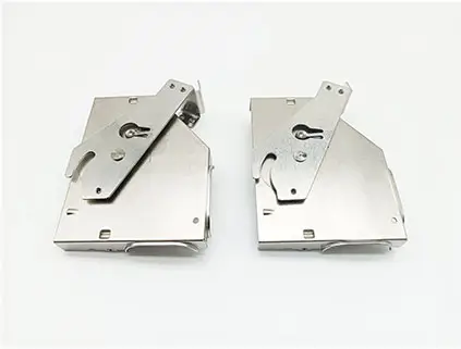 Two silver-stamped metal lock assemblies placed side by side on a white background.