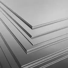 Detailed view of stacked titanium sheet edges forming a stepped pattern