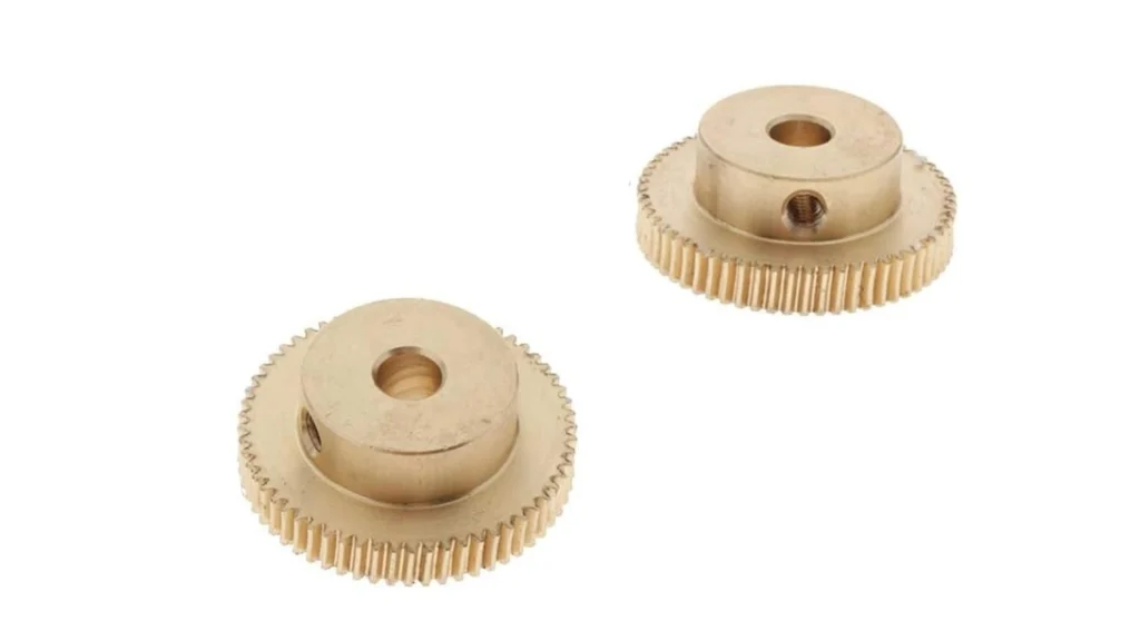 Two worm gear wheels made with alpha-beta brass