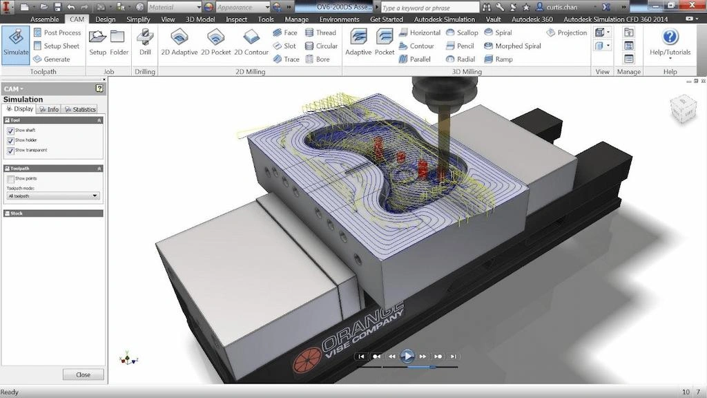 A screenshot showing the CAM Simulation of CNC milling for large parts 