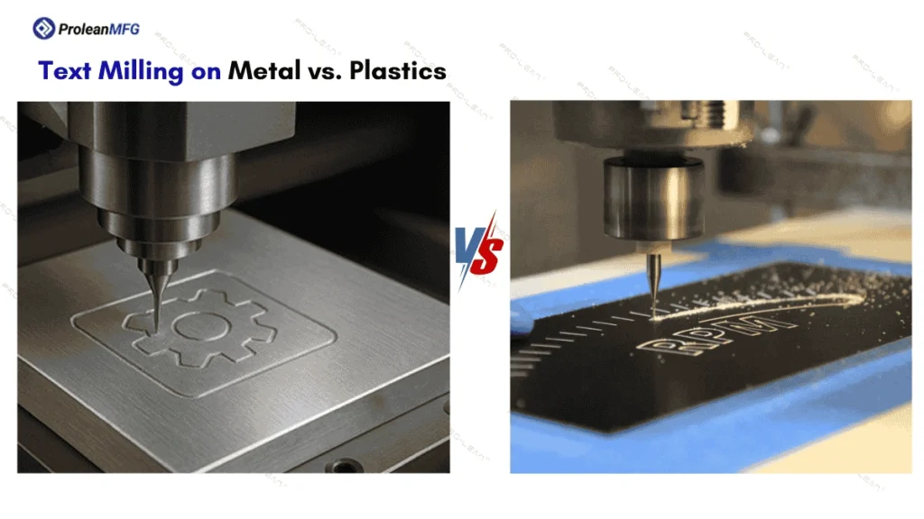 An image comparing Metal & plastic engraving side-by-side