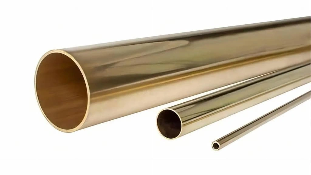 Three naval brass pipes of different sizes