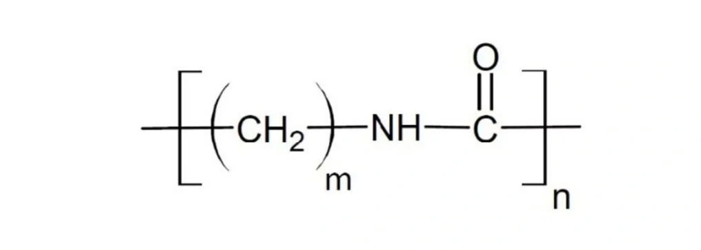The image shows the internal molecular bonds of Polyamide