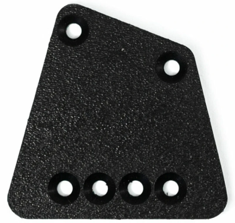 Black textured ABS plastic gasket with six mounting holes