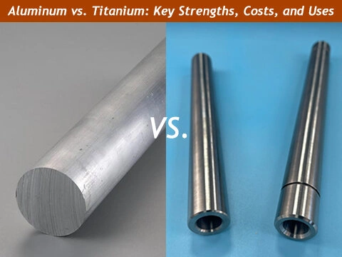 Aluminum bar versus titanium precision rods showing key material differences