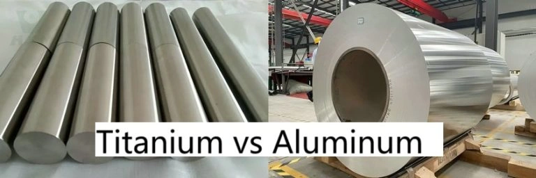 Titanium rods and aluminum coil side by side for material comparison